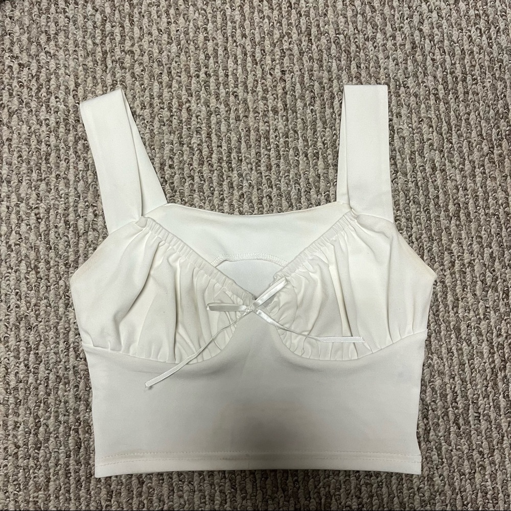 White silk crop top